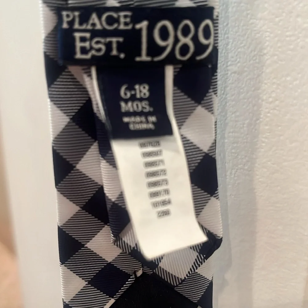 Navy and white tie 6-18 months